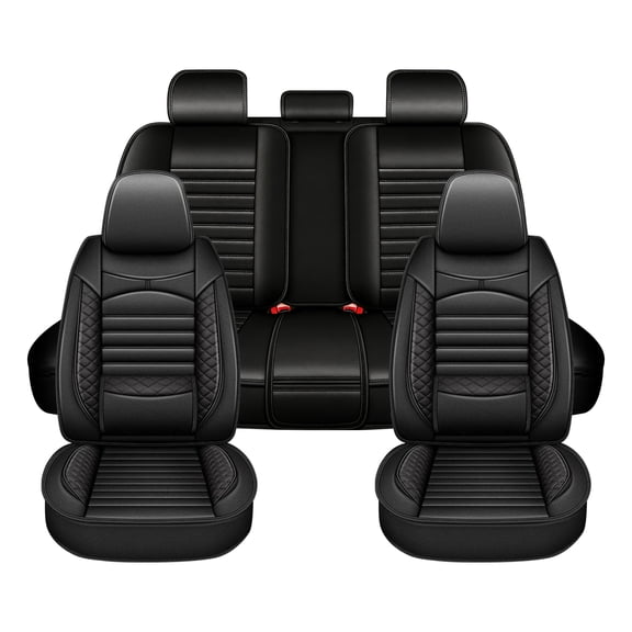 Car Seat Covers Full Set for Buick Verano 2002-2017 Waterproof Leather Seat Covers Cushion Lumbar Support Comfort Automotive Interior Black,Full Set(2 Row 5 Seats)