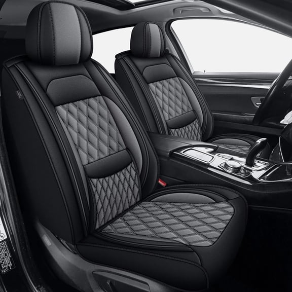 Car Seat Covers Full Set for Car Seat Covers Custom Fit for Nissan Rogue 2010-2025 2 Rows 5-Seat Set Faux Leather Seat Covers Waterproof Car Seat Protector (5-Seat Set, Black&Gray)