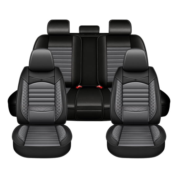 Car Seat Covers Full Set for Chevrolet/Chevy Impala 2009-2020 Waterproof Leather Seat Covers Cushion Lumbar Support Comfort Automotive Interior Grey,Full Set(2 Row 5 Seats)