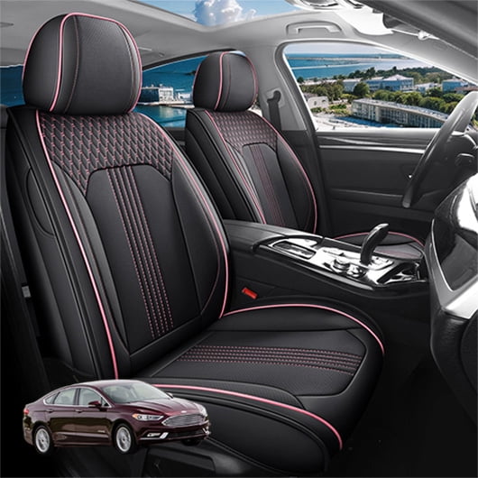 Car Seat Covers Full Set Custom Fit for Ford Fusion 2007-2020 - Premium Faux Leather Auto Protectors with Waterproof, Breathable, Anti-Slip Car Seat Protectors (BlackPink,Full Set)