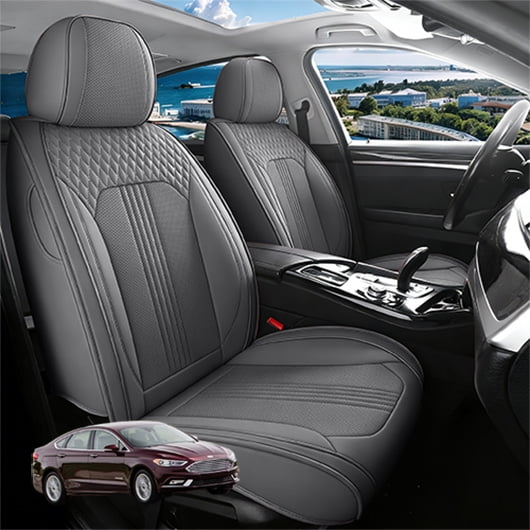 Car Seat Covers Full Set Custom Fit for Ford Fusion 2007-2020 - Premium Faux Leather Auto Protectors with Waterproof, Breathable, Anti-Slip Car Seat Protectors (Gray,Full Set)