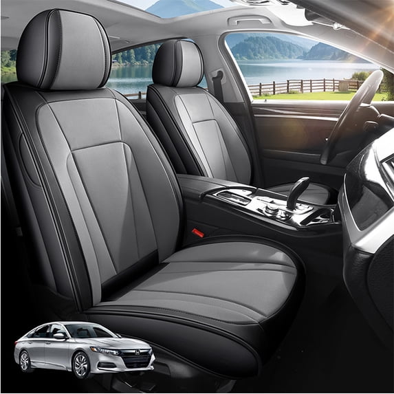 Car Seat Covers Full Set Custom Fit for Honda Accord 2000-2026 - Premium Faux Leather Auto Protectors with Waterproof, Breathable, Anti-Slip Car Seat Protectors (BlackGray,Full Set)