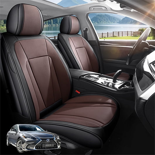 Car Seat Covers Full Set Custom Fit for Lexus ES300h 2013-2015 - Premium Faux Leather Auto Protectors with Waterproof, Breathable, Anti-Slip Car Seat Protectors (BlackBrown,Full Set)