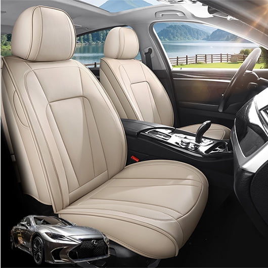 Car Seat Covers Full Set Custom Fit for Lexus ES350 2007-2026 - Premium Faux Leather Auto Protectors with Waterproof, Breathable, Anti-Slip Car Seat Protectors (Beige,Full Set)