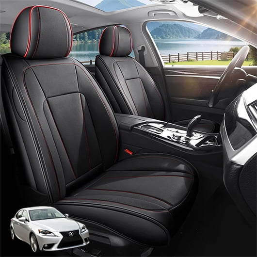 Car Seat Covers Full Set Custom Fit for Lexus IS250 2006-2015 - Premium Faux Leather Auto Protectors with Waterproof, Breathable, Anti-Slip Car Seat Protectors (BlackRed,Full Set)