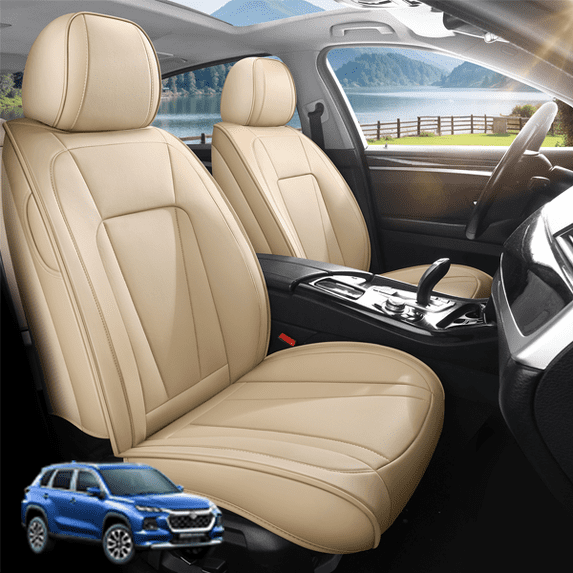 Car Seat Covers Full Set Custom Fit for Suzuki Grand Vitara 1999-2013 - Premium Faux Leather Auto Protectors with Waterproof, Breathable, Anti-Slip Car Seat Protectors (Beige,Full Set)