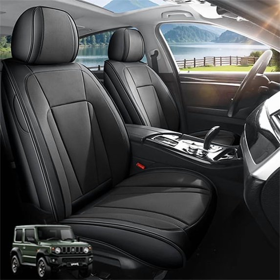 Car Seat Covers Full Set Custom Fit for Suzuki Jimny 2019-2026 - Premium Faux Leather Auto Protectors with Waterproof, Breathable, Anti-Slip Car Seat Protectors (Black,Full Set)