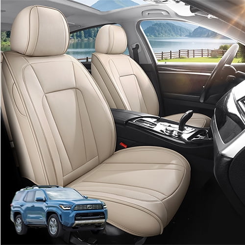 Car Seat Covers Full Set Custom Fit for Toyota 4runner 1996-2026 - Premium Faux Leather Auto Protectors with Waterproof, Breathable, Anti-Slip Car Seat Protectors (Beige,Full Set)