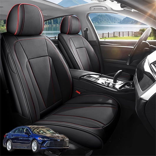 Car Seat Covers Full Set Custom Fit for Toyota Avalon 2001-2022 - Premium Faux Leather Auto Protectors with Waterproof, Breathable, Anti-Slip Car Seat Protectors (BlackRed,Full Set)