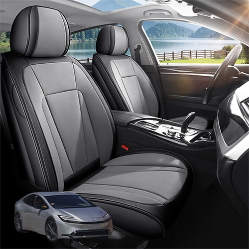 Car Seat Covers Full Set Custom Fit for Toyota Prius 2001-2026 - Premium Faux Leather Auto Protectors with Waterproof, Breathable, Anti-Slip Car Seat Protectors (BlackGray,Full Set)