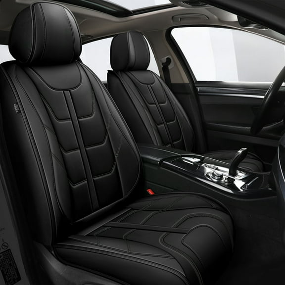 Car Seat Covers,Full Set for Dodge Challenger 2008-2025 Faux Leather Seat Cover 2 Rows 5 Seats Seat Cover Cushion Protector Waterproof Black,Full Set(2 Row 5 Seats)