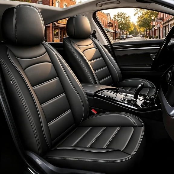 Car Seat Covers Full Set Fit for Chevrolet/Chevy HHR 2006-2011,Waterproof Stain-resistant Leather Heavy-Duty Car Seat Covers Protector Black,Full Set(2 Row 5 Seats)