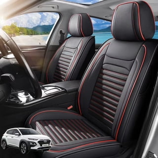 Car Seat Covers Full Set Fit for KIA Forte 2010-2026, Premium Faux Leather Seat Protectors, Breathable, Waterproof & Anti-Slip Full Wrapping Edge Seat Covers (Black&Red, Full Set)