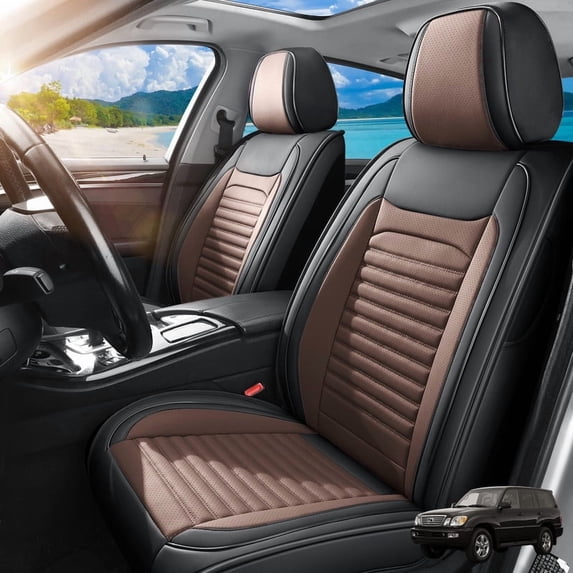 Car Seat Covers Full Set Fit for Lexus RX350 2009-2026, Premium Faux Leather Seat Protectors, Breathable, Waterproof & Anti-Slip Full Wrapping Edge Seat Covers (Black&Brown, Full Set)