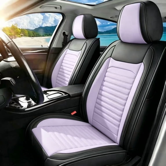 Car Seat Covers Full Set Fit for Toyota Corolla 2000-2026, Premium Faux Leather Seat Protectors, Breathable, Waterproof & Anti-Slip Full Wrapping Edge Seat Covers (Black&Purple, Full Set)