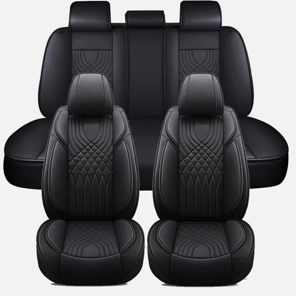 Car Seat Covers Full Set Fit for Toyota RAV4 2013-2026 Waterproof Leather 5 Seat Covers Automotive Seat Cushion Seat Protectors with Airbag Compatible (Black)