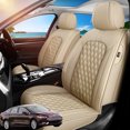 thumbnail image 1 of Car Seat Covers Full Set Fit for Ford Fusion 2006-2020, Premium Faux Leather Waterproof Breathable Anti‑Slip Seat Protectors, Beige, 1 of 7