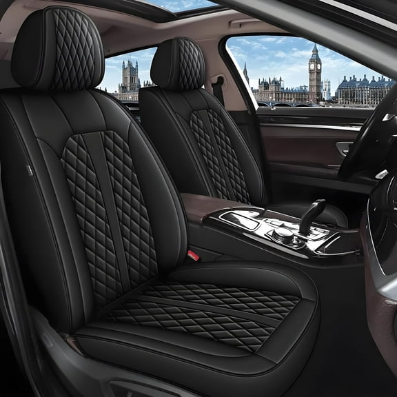 Car Seat Covers Full Set Fit for Hyundai Venue 2020-2024 Waterproof Faux Leather Car Seat Cushions Automotive 5 Seat Covers Set（Black）