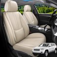 thumbnail image 1 of Car Seat Covers Full Set Fit for Jeep Grand Cherokee 2000-2026, Faux Leather Waterproof Breathable Seat Protectors with Lumbar Support, Beige, 1 of 7