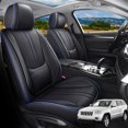 thumbnail image 1 of Car Seat Covers Full Set Fit for Jeep Grand Cherokee 2000-2026, Faux Leather Waterproof Breathable Seat Protectors with Lumbar Support, Black&Blue, 1 of 7