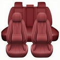 thumbnail image 1 of Car Seat Covers Full Set Fit for Kia Forte 2014-2024 Waterproof Faux Leather Car Seat Cushions Automotive 5 Seat Covers Set（Red）, 1 of 6