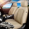 thumbnail image 1 of Car Seat Covers Full Set Fit for Nissan Versa 2006-2026, Premium Faux Leather Waterproof Breathable Anti‑Slip Seat Protectors, Beige, 1 of 7