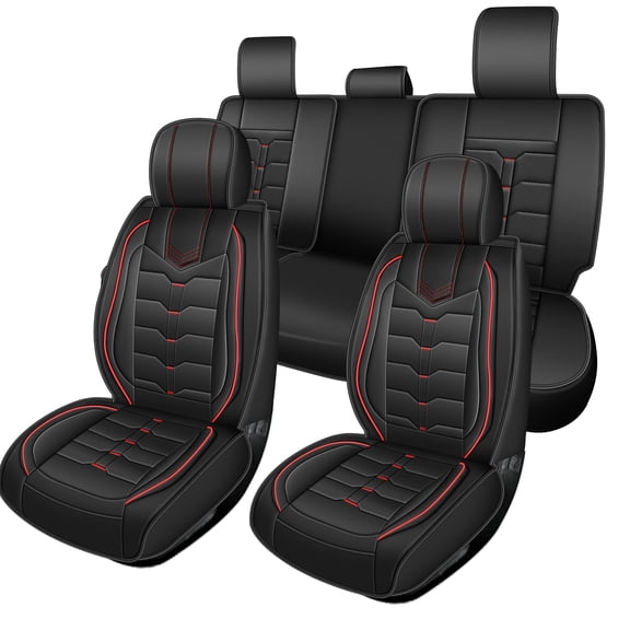 Car Seat Covers Full Set Fit for Volvo S80 2001-2016 5 Seats Waterproof Leather Front and Back Car Seat Covers Protectors Red,Full Set(2 Row 5 Seats)