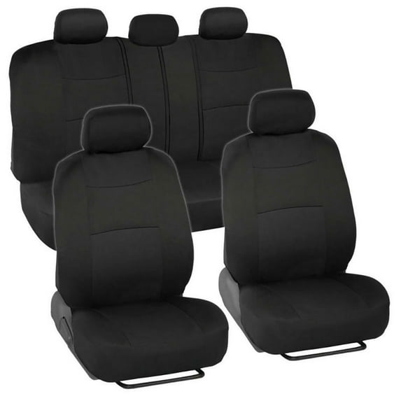 Car Seat Covers Full Set Front Rear Bench Cushion Pad Protector, Fit Most Cars, Trucks, Suvs, Vans, Black
