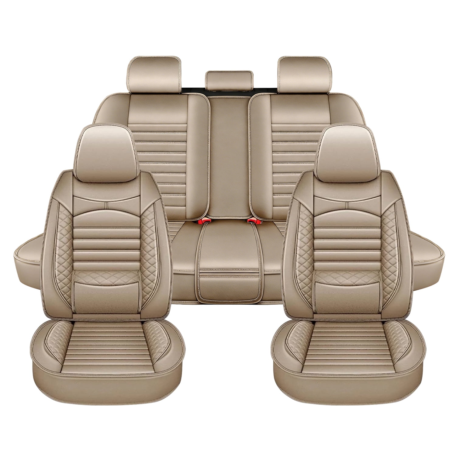 Car Seat Covers Full Set for Honda Clarity 2018-2021 Waterproof Leather Seat Covers Cushion Lumbar Support Comfort Automotive Interior Beige,Full Set(2 Row 5 Seats)