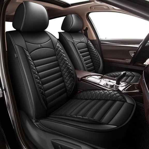 Car Seat Covers Full Set for Kia Rio 2013-2025,Waterproof Leather Seat Covers Cushion Protector,Breathable Auto Interior Accessories Black,Full Set(2 Row 5 Seats)