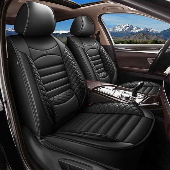 Car Seat Covers Full Set for Nissan Kicks 2018-2025 2026 Waterproof Leather Seat Covers Cushion Lumbar Support Comfort Automotive Interior Black,Full Set(2 Row 5 Seats)