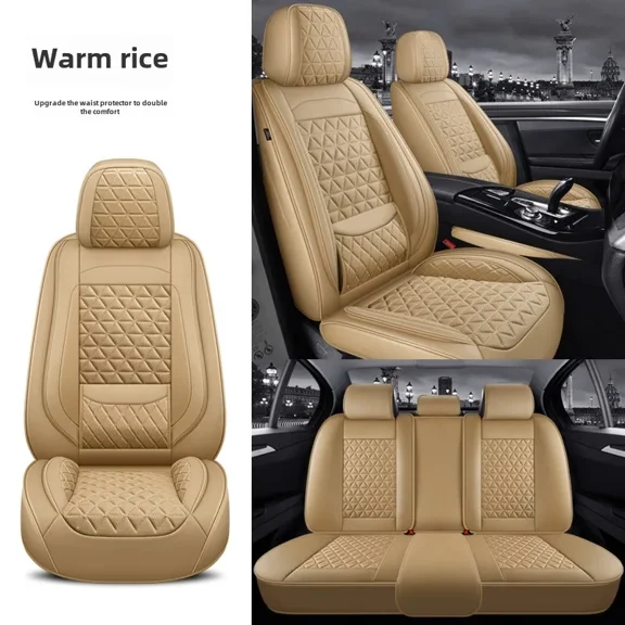 Car Seat Covers Full Set,Premium Faux Leather Seat Covers for Cars SUV,Super Breathable,Storage Bags,Full Wrapping Edge,Universal Seat Covers Fit for Most Sedans