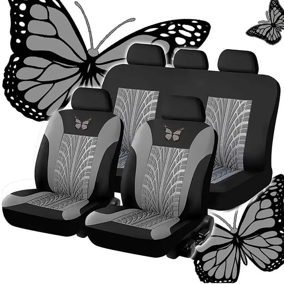 Car Seat Covers Full Set Universal 5 Seats 9 Piece Set Embroidered Car Seat Cover Set Memory Foam Cushion