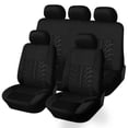 thumbnail image 1 of Car Seat Covers Full Set, Universal Car Seat Cover, Tire Tread Embossing, Knitted Fabric, Black, 9 Set, Includes Plastic Hooks, Front Car Seat Covers, Rear Seat Covers, 1 of 3