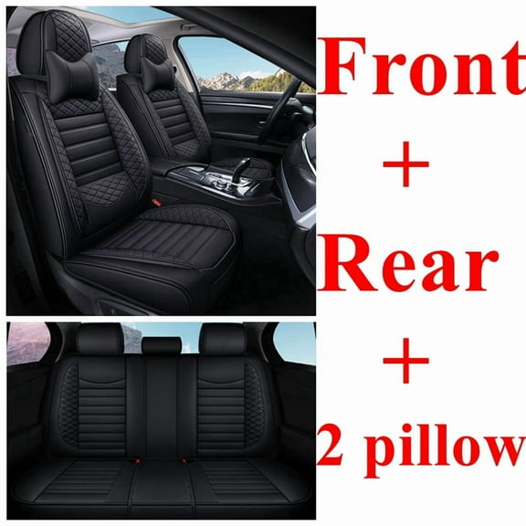 Car Seat Covers Full Set, Universal Faux Leather Seat Cover for Cars, 5 Seats Waterproof Automotive Seat Covers Breathable Front and Rear Seat Covers for Most SUV, Trucks, Sedan