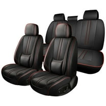 Car Seat Covers Full Set for Jeep Cherokee 2014-2025,Breathable Nappa Leather Luxury Automotive Interior Accessories with Lumbar Support Blackred
