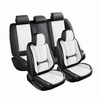 Car Seat Covers Full Set for Toyota Tundra 2008-2025,Breathable Nappa Leather Luxury Automotive Interior Accessories with Lumbar Support Blackwhite