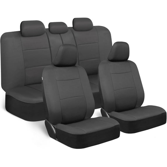 Car Seat Covers Full Set in – Front and Rear Split Bench Seat Covers for Cars, Easy to Install, Accessories for Auto Trucks Van SUV Solid Gray