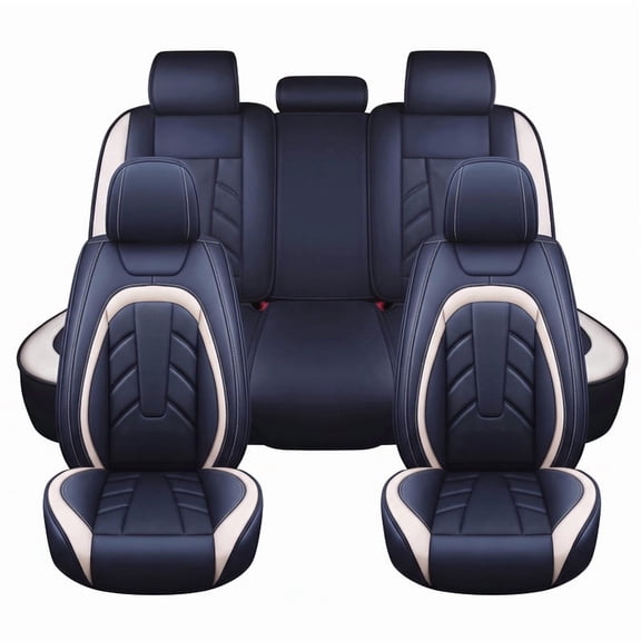 Car Seat Covers for GMC Yukon 2007-2026,Stylish Sport Seat Cover,Premium Nappa Leather Car Seat Cover.Automobile Seat Covers Sets.(Standard 5 Seats/Black Blue)