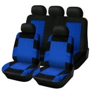Car Seat Covers,Hengu Polyester Front Bucket Seat Protectors with Split Bench Back Seat Covers, Breathable Thicken Premium Sporty Seat Cushions,Blue