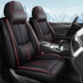 thumbnail image 1 of Car Seat Covers for Honda 97% Car Models,2-Seats Luxury Waterproof Leather Seat Covers,Car Interior Accessories with Airbag,Anti-Slip Auto Seat Cover Set(Black+Red), 1 of 6