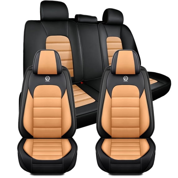 Car Seat Covers for Honda 98% Models,5 Seats Leather Seat Covers with Airbag,Waterproof Car Seat Protectors,Anti-slip Auto Seat Cover Sets(Orange and Black,Standard)