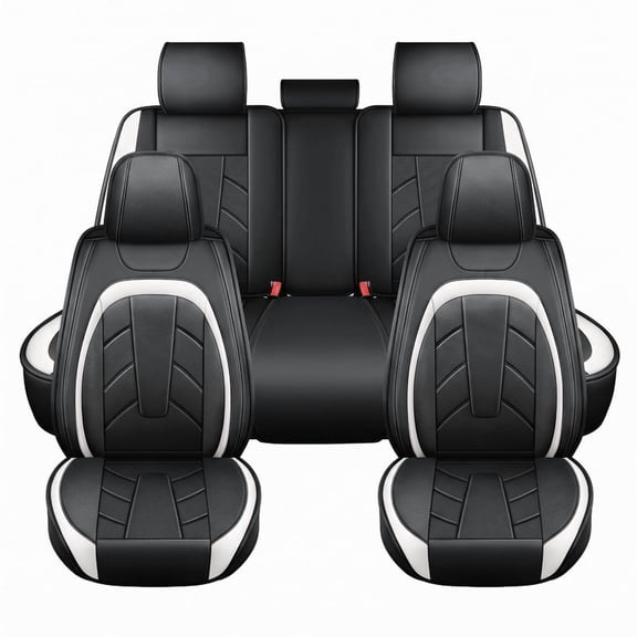 Car Seat Covers for Hyundai Sonata 2007-2024, Stylish Sport Seat Cover, Premium Nappa Leather Car Seat Cover. Automobile Seat Covers Sets.(Standard 5 Seats/Black White)