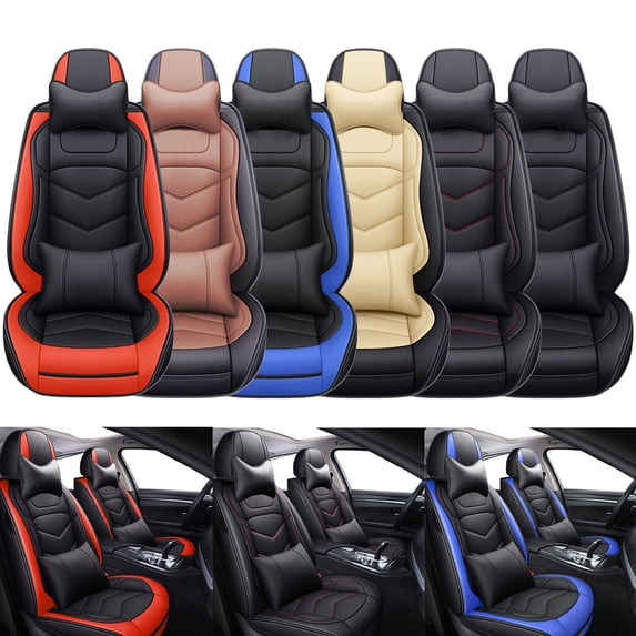 Car Seat Covers for Hyundai Sonata, Breathable Auto Cushion Protector with Pillows, 5 Seats Front Rear Full Set for Accent | Azera | Elantra | Equus Black Red