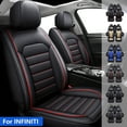 thumbnail image 1 of Car Seat Covers for INFINITI Q50 5 Seats Full Set, Waterproof PU Leather Automotive Cushion Protector for M35/ M37/ M45/ M56/ Q45/ G20 Black w/ Red Line, 1 of 14