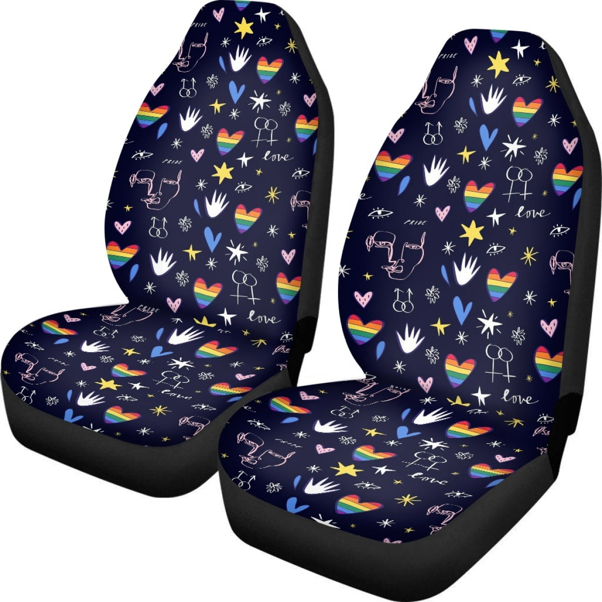 Car Seat Covers LGBT Pride Rainbow Flag Design Breathable Vehicle Seat Covers Print Easy to ...