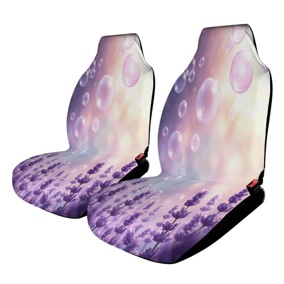 Car Seat Covers Lavender Bubble Dream. 2 Piece Soft Bucket Auto Seat Protector Universal Fit for SUV Sedan Van