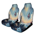 thumbnail image 1 of Car Seat Covers Lighthouse Ocean Butterflies 2 Piece Soft Bucket Auto Seat Protector Universal Fit for SUV Sedan Van, 1 of 5