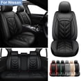 thumbnail image 1 of Car Seat Covers for Nissan 5 Seats Sedans SUV, Premium Pu Leather Auto Cushion Protector, Full Set for Altima LEAF Murano Rogue Sport Sentra Versa Note Maxima Xterra Black, 1 of 14