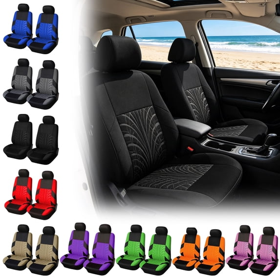 Car Seat Covers Orange and Black Two Tone Front Seat Covers with Headrest Covers for Cars Car Accessories Interior for Daily Driving and Gifting
